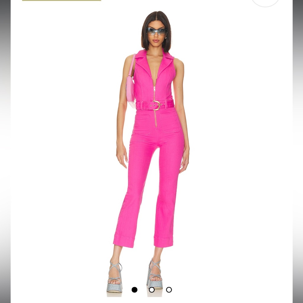 Jacksonville Cropped Jumpsuit in Hot Pink Denim — Show Me Your Mumu, GREAT shape